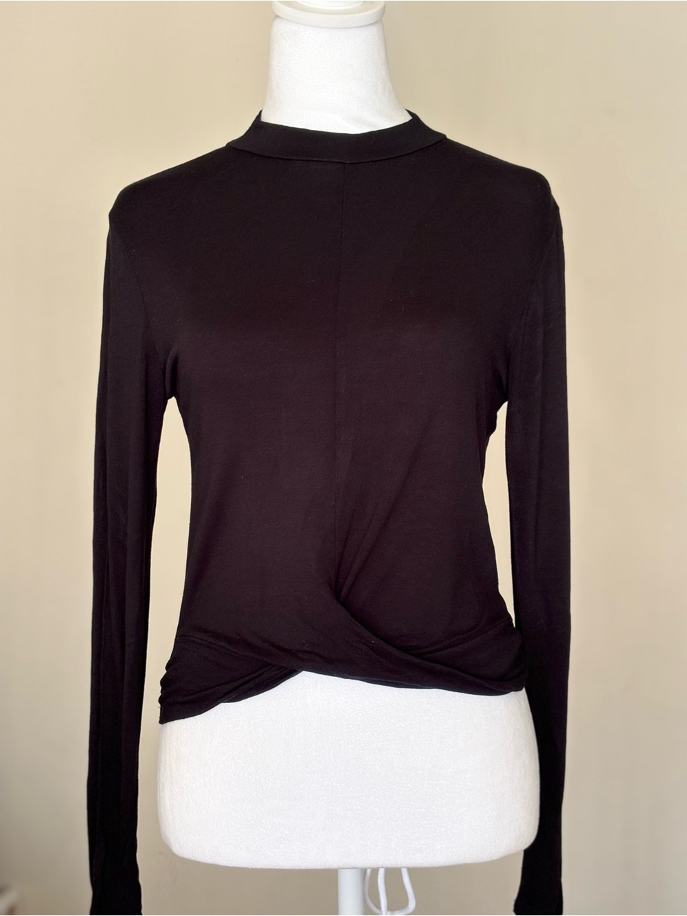 Ambiance Black Long-Sleeve Twist Front Tee